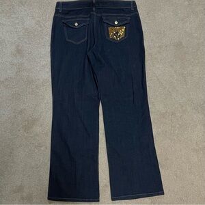 Y2K Anne Klein Metro Bling Embellished Dark Blue Stretch Women’s Jeans Size 16